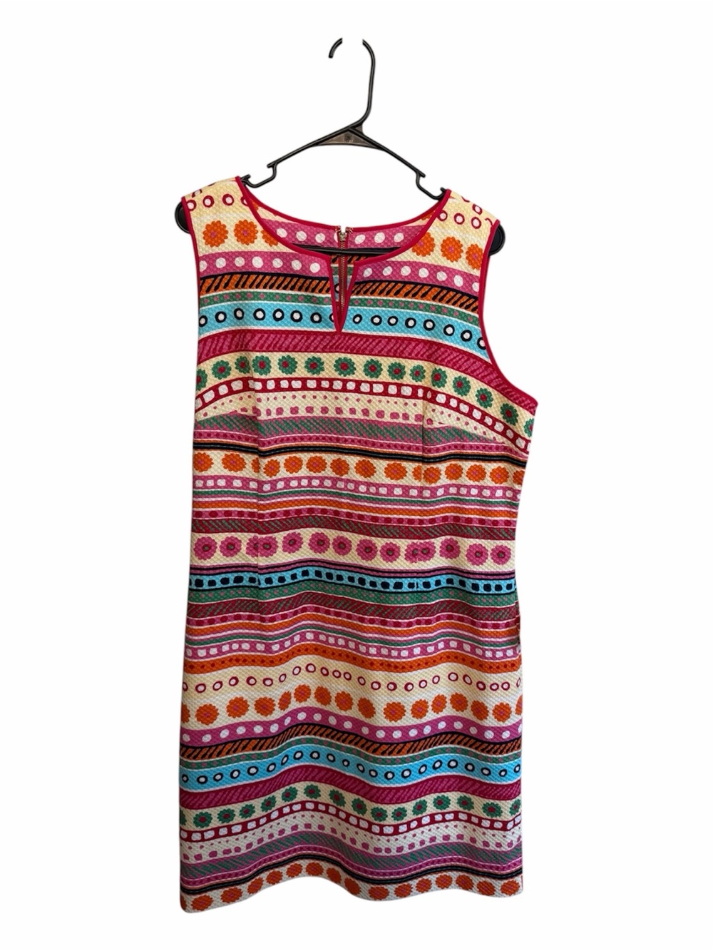 Sleeveless Multicolor Stripe Pattern Shift Dress - Pink & Blue